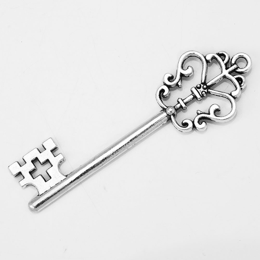 10 Antique silver Vintage Skeleton Keys,Steampunk Pendants Key Charms,Diy Jewellery 18x59mm
