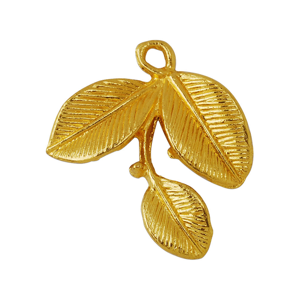 50 Gold Plated Tree Branch Charm Leaf Charm Vine with Leaves Tree Jewelry Metal Jewelry Charms 23x27mm
