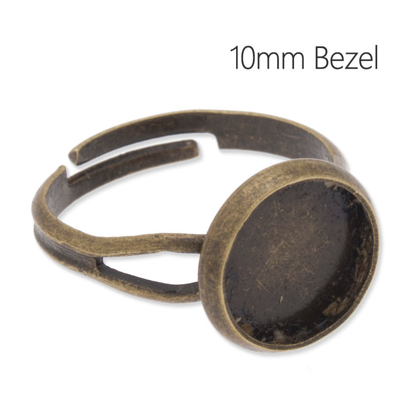 10mm Round Adjustable Antique Bronze plated Ring Base Setting,ring blanks,fit 10mm glass,Sold 50pcs/lot