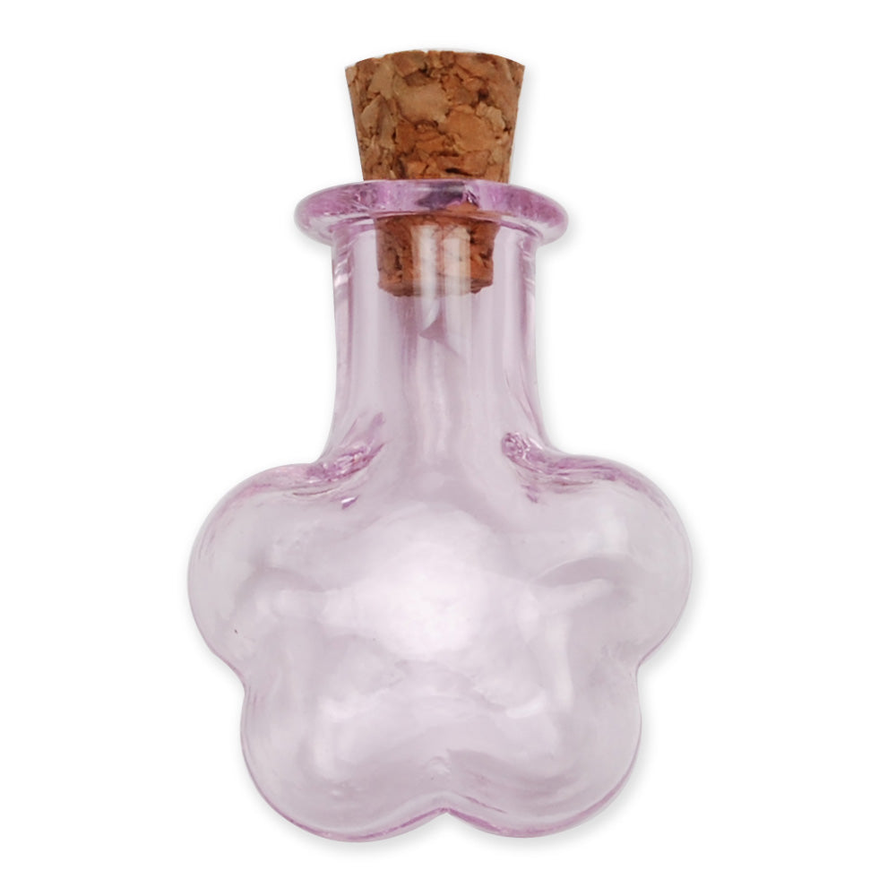 20 * 23mm Pink wishing bottle,Plum flower shaped Tiny corked vial empty small glass bottle,glass jar,tiny corked bottle,empty glass bottles,10pcs/lots