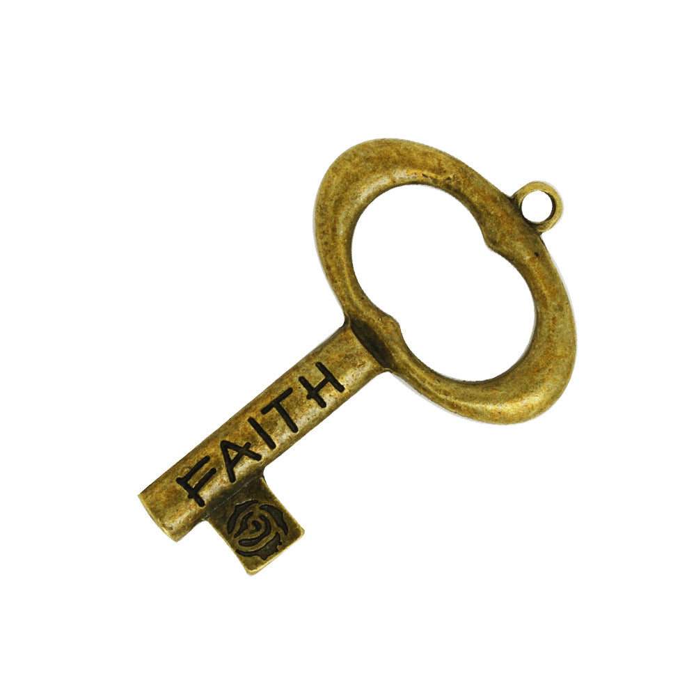 50*32mm Skeleton Keys,Vintage Keys Jewelry Pendant,' FAITH' 'BLESSED',Antique Bronze Charm Necklace Jewelry,sold 10pcs/lot