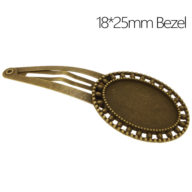 Blank Metal Bobby Pin Base,Hair Clips with 18*25mm Oval Bezel Setting,Antique Bronze,20 Pieces/lot