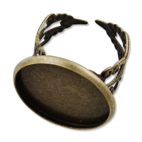 20mm Round Adjustable Shallow bottom Antique Bronze plated Ring Base Setting Pendants With 20 MM round Pad,Sold 20PCS Per Package