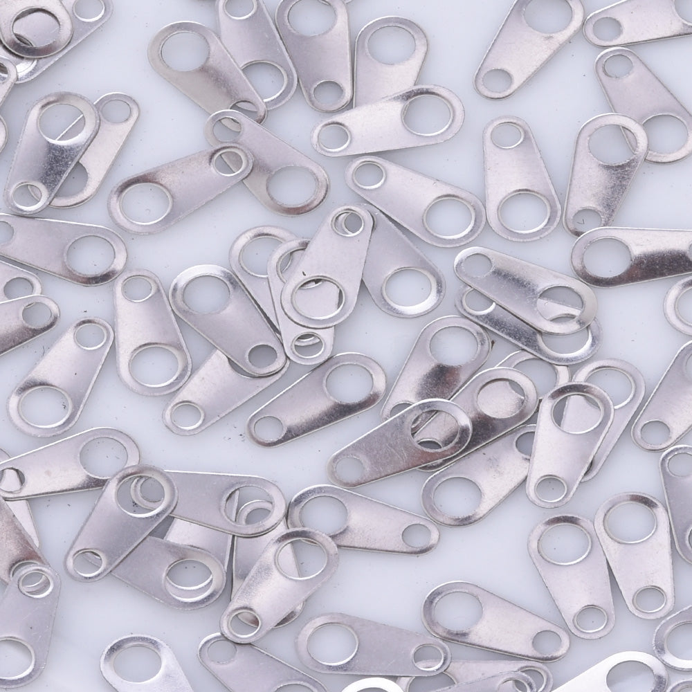 50 304Stainless Steel Silver Stamping Blank Connector Chain Tab Jewelry Ends Tags about 8mm