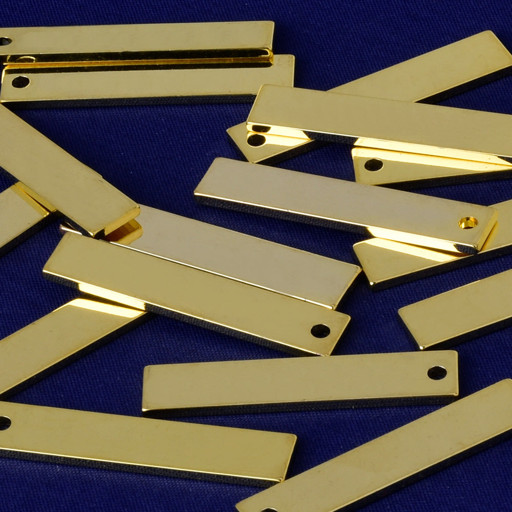 About 15.4*4*0.9MM tibetara® Brass Metal Stamping Blanks Charms bar pendant Easy use stamp for personalization plated gold 20pcs