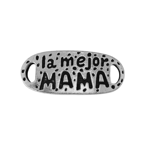 20 bracelet connector "la mejor MAMÁ "spanish connectors tibetan silver curved sideways bracelet connector link 13x30mm