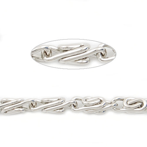8.4MM*2.8MM Brass Nickel Plated Twist Chain,Handmade,Sold 25 Meters Per Roll