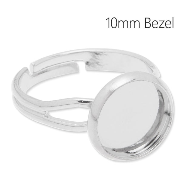 10mm Round Adjustable Imitation Rhodium plated Ring Base Setting,ring blanks,fit 10mm glass,Sold 50pcs/lot