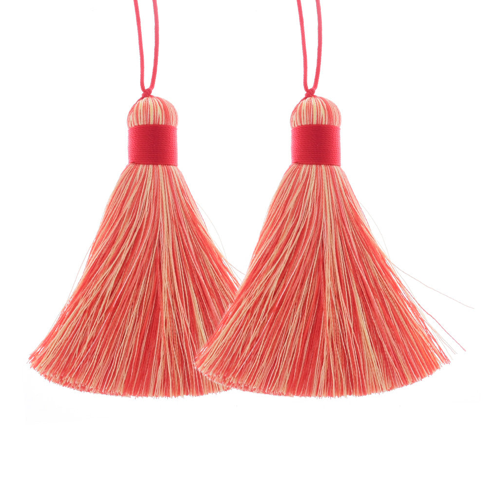 8cm Rainbow Rayon Tassel Silk Tassels Multicolor Gradient Color Jewelry Making Supplies Keychain Handbag  2pcs 10190955