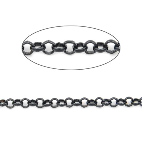 3.2MM Brass Gun Metal Black Plated Rolo Chain,Handmade,Sold 25 Meters Per Roll