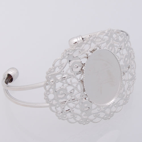 New Arrival Adjustable Copper Bracelet With 18*25MM Oval Setting,Imitation Rhodium,Lead Free And Nickel Free,Sold 10PCS Per Lot