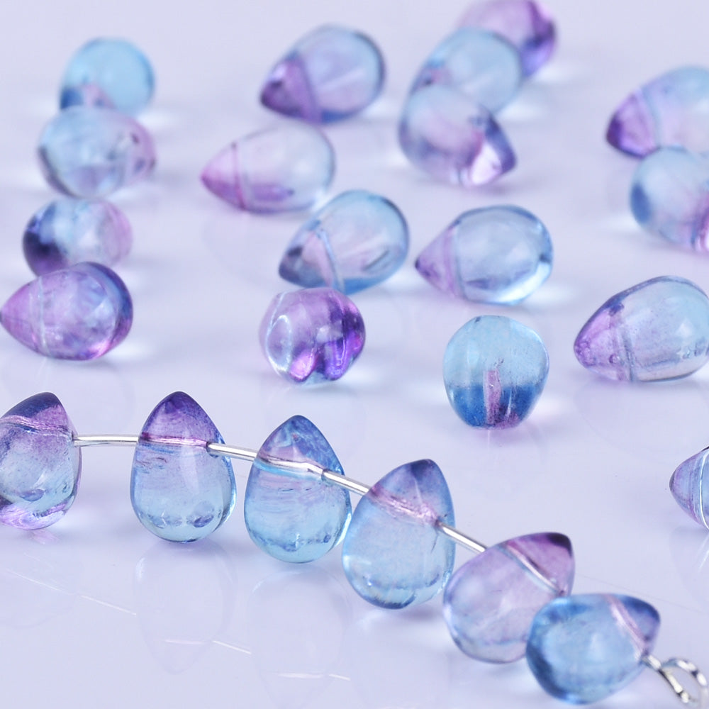 6*9mm Glass Teardrop Beads Czech beads Glass drop Beads Glass Beads Tiny Drops Seed Beads Blue and red wine 50pcs