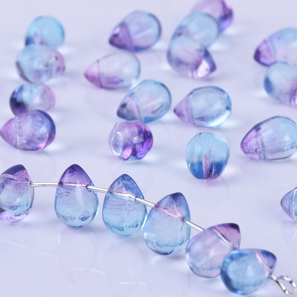 6*9mm Glass Teardrop Beads Czech beads Glass drop Beads Glass Beads Tiny Drops Seed Beads Blue and red wine 50pcs