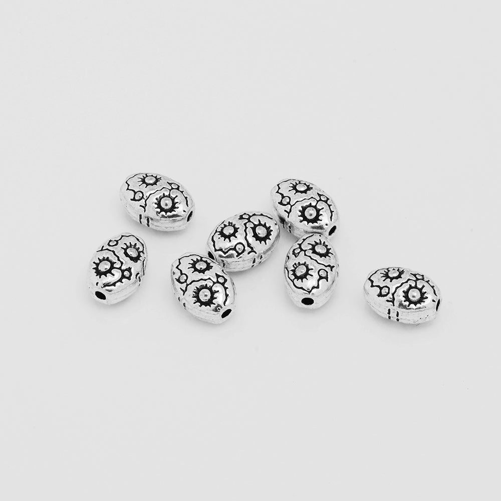 Tibetan Beads,Silver Tone Bulk beads,Diy Jewelry Buddhism Beads,Large Hole Spacer beads,Thickness 4.5mm,Sold 50pcs/lot