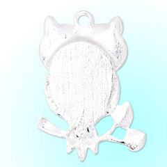 Owl pendant tray with 18x25mm oval Bezel,zinc alloy filled,shine silver plated,20pcs/lot