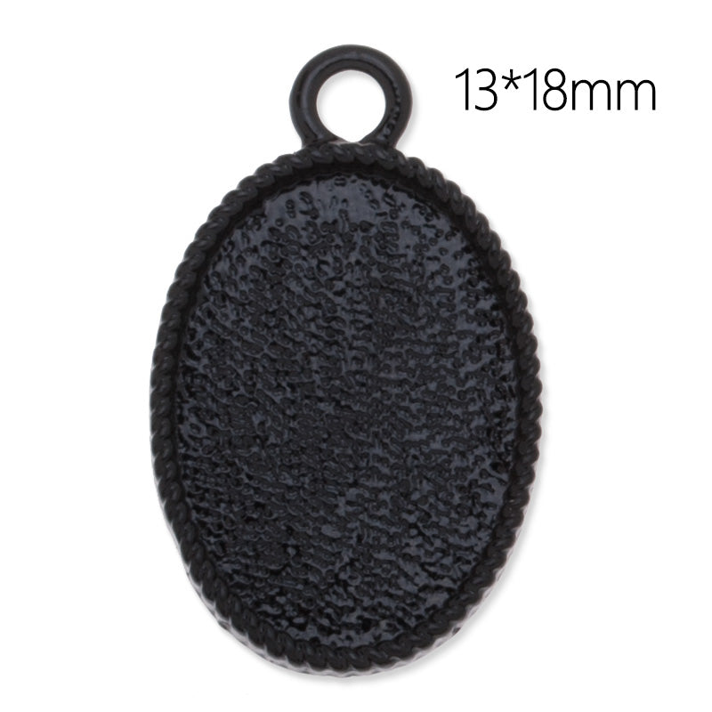 13x18mm Oval Charm and Pendant tray,Zinc Alloy filled,Black plated,20pcs/lot