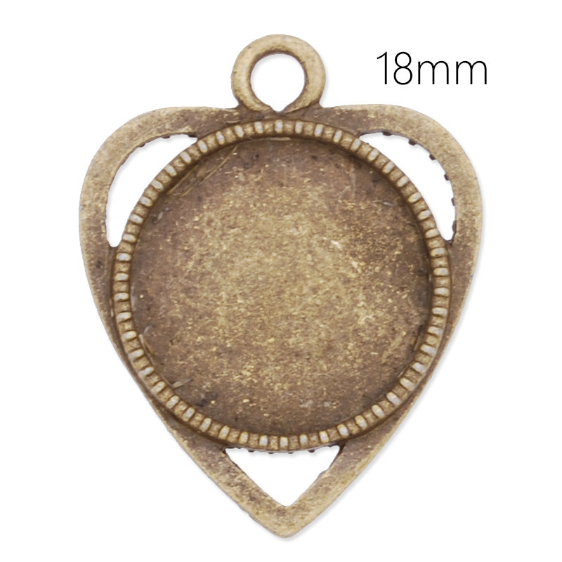 Heart cameo base with 18mm round bezel,zinc alloy filled,antique bronze plated,20pcs/lot