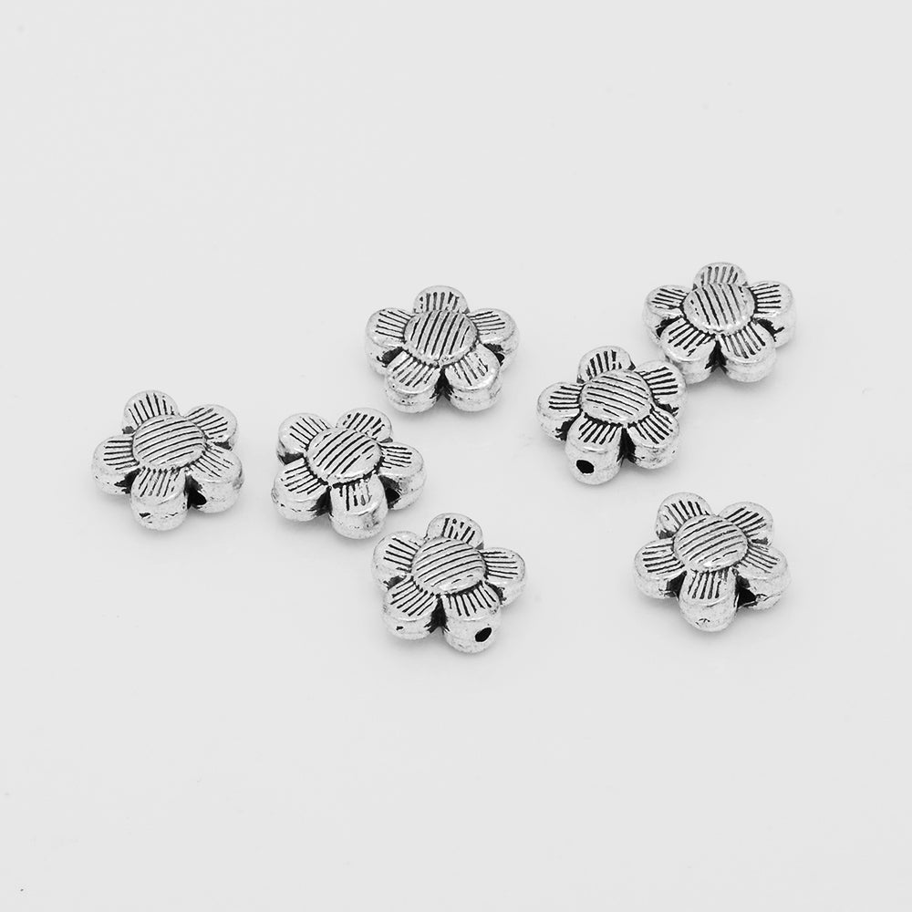 Tibetan Flower Beads,Silver Tone Spacer Beads,Euro Style Buddhism Beads,Thickness 4mm,sold 50pcs/lot