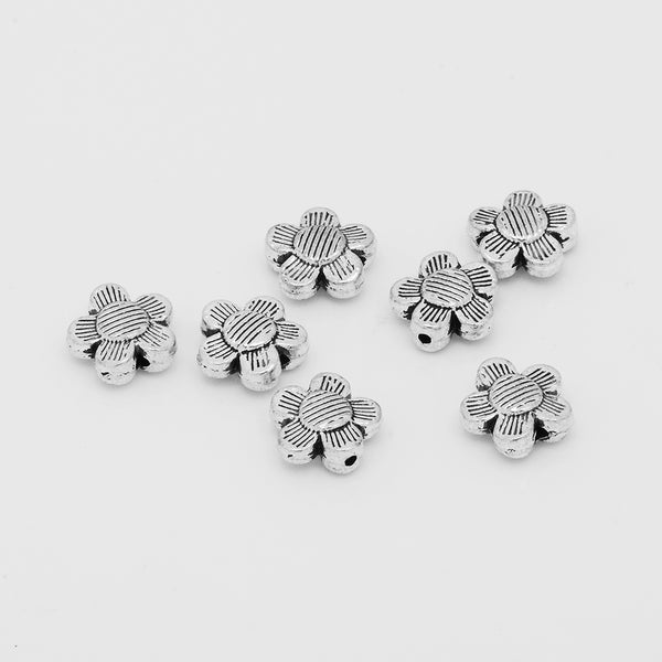 Tibetan Flower Beads,Silver Tone Spacer Beads,Euro Style Buddhism Beads,Thickness 4mm,sold 50pcs/lot