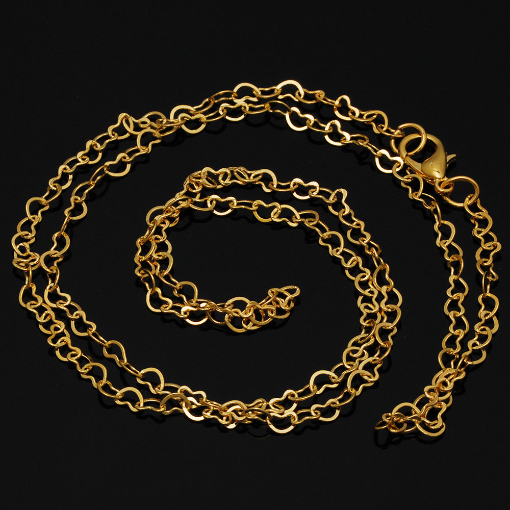 24" 4.3*3mm Heart Link Finished Necklace Chain,18K Gold Jewelry Pendant Chains,Flat Thin Necklace Chain,10pcs/lot