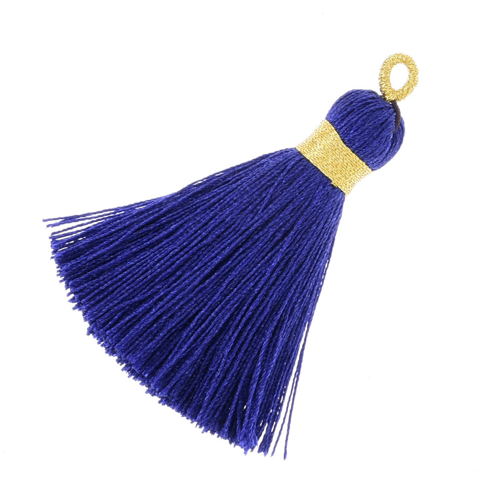6cm Mini Jewelry Tassel gold ring tassel, Necklace Tassel,Mala Tassels for jewelry making Sapphire Blue,6pcs/lot
