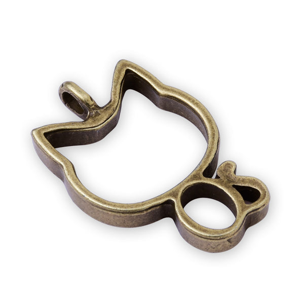 10 Antique Bronze Metal cat frame  21*32*4mm open back pendant  Zinc alloy accessories pendant trays Resin Setting Blanks