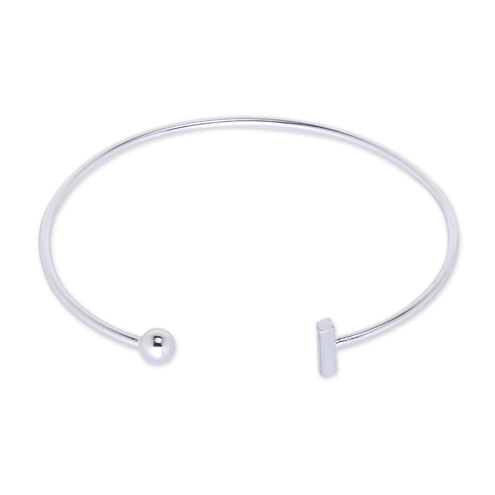 60mm Brass Adjustable open Ball and bar Bracelet Cuff Bracelet custom bracelets simple jewelry plated silver 1pcs