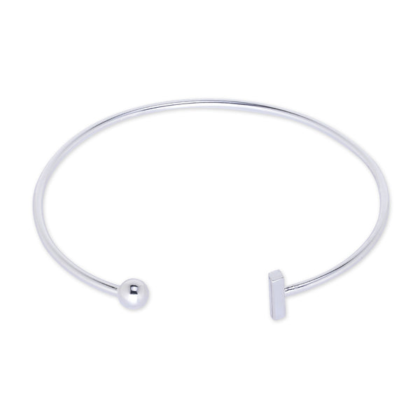 60mm Brass Adjustable open Ball and bar Bracelet Cuff Bracelet custom bracelets simple jewelry plated silver 1pcs