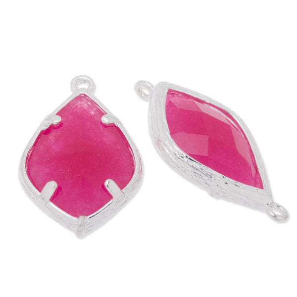 14x24mm framed glass,metal framed glass,Faceted glass,rose,connectors,gemstone bezel,Sold 5pcs/lot