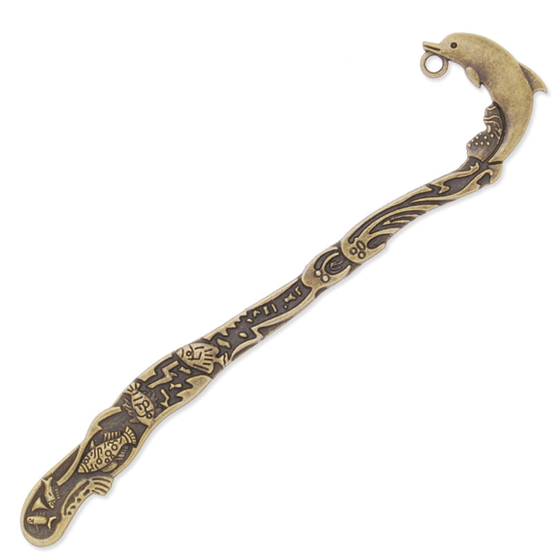 28x123mm Antique Bronze hook bookmark,dolphin,10pcs/lot