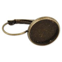 Antique Bronze French Lever Back Earrings Blank/Base,fit 14MM glass cabochons,buttons