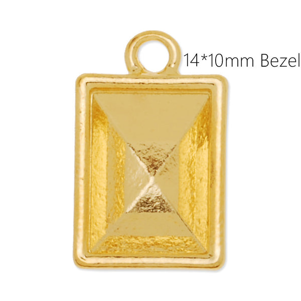 14*10mm Rectangle Swarovski pendant Setting,18K Gold Pendant Bezel Blank For Swarovski 4527,sold 20pcs/lot