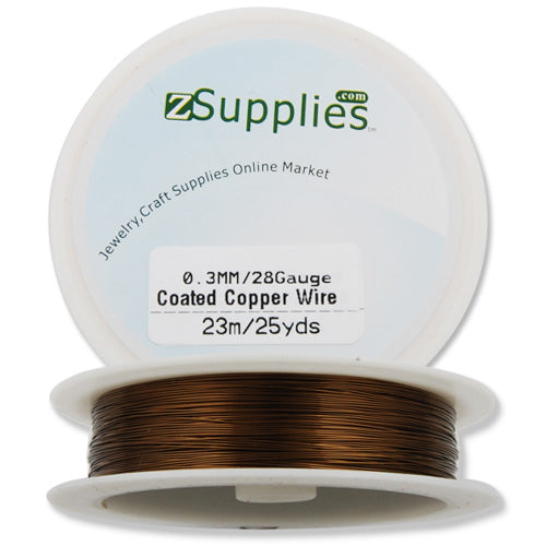 0.3MM Thick Coffee Coated Soft Copper Wire,about 23M/25yds per Roll,28Gauge,Sold 10 Rolls Per Lot