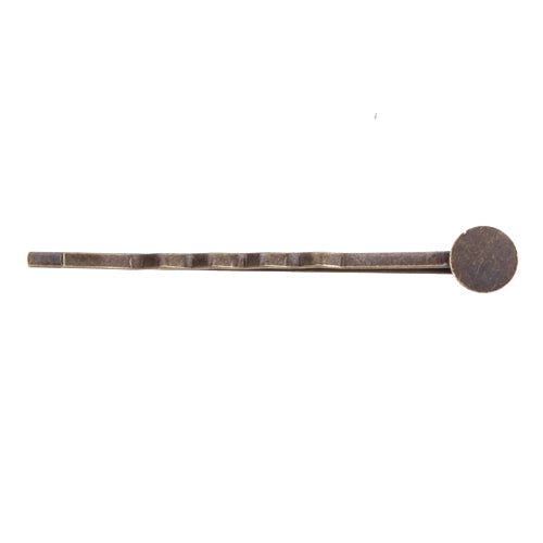 55*8MM Antique Bronze Plated Bobby Pin With bezel,fit 8mm glass cabochon,sold 50pcs per package