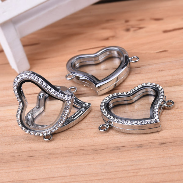 26x29mm Imitation Rhodium Plated Floating Lockets with rhinestone,Inner size is 16x21mm,living locket,glass locket,memory Locket,clear locket,floating lockets for bracelet and Pendant