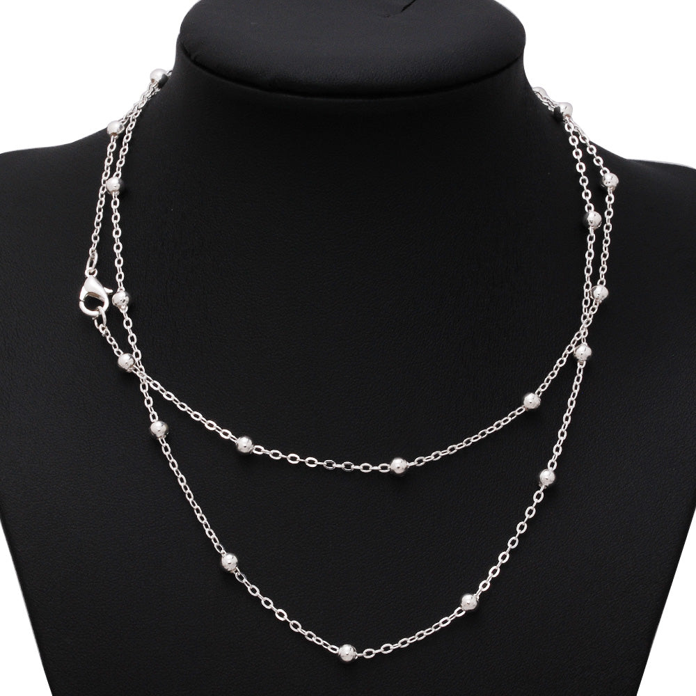30" 4mm Necklace chain,Jewelry Pressed Beads Chain,Silver 0 Necklace Chain,Finished Necklace,20pcs/lot