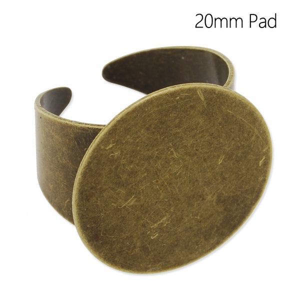 Adjustable cuff Ring with 20MM Round Pad,Easy used,Brass filled,Antique Bronze plated,20 Pieces/lot