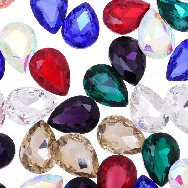18x25mm Teardrop crystal Pointed Back Rhinestones Glass Crystal dress jewellery making shoes mixed 50pcs 10184358