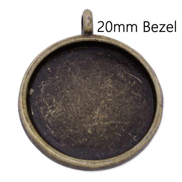 20 pieces 20MM Antique Bronze Round Zinc Alloy Cameo Cabochon Base Setting Pendants,Nickle and Lead free;fit 20mm cabochon