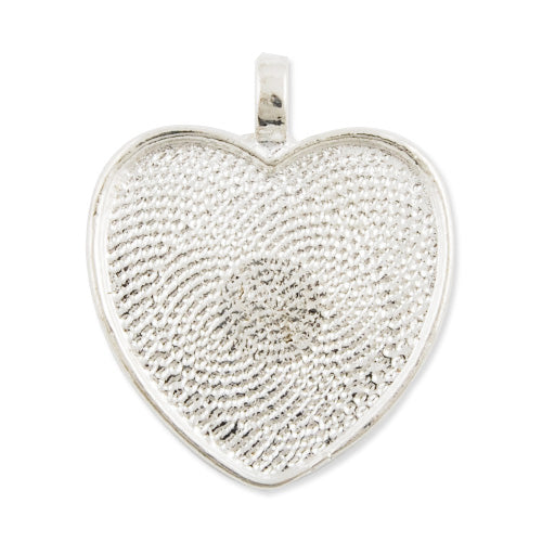 25 MM  Heart Cameo Cabochon Base Setting Pendants,Silver Plated,Sold 20 PCS Per Package