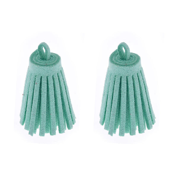 3CM Fiber Tassel Artificial Leather Tassel Fringe Tassels cute fat tassel DIY jewelry Accessories Pendent Charms Findings green 10pcs