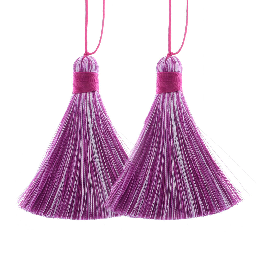 8cm Rainbow Rayon Tassel Silk Tassels Multicolor Gradient Color Jewelry Making Supplies Keychain Handbag  2pcs 10190958