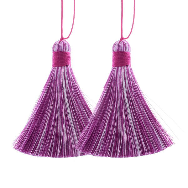 8cm Rainbow Rayon Tassel Silk Tassels Multicolor Gradient Color Jewelry Making Supplies Keychain Handbag  2pcs 10190958