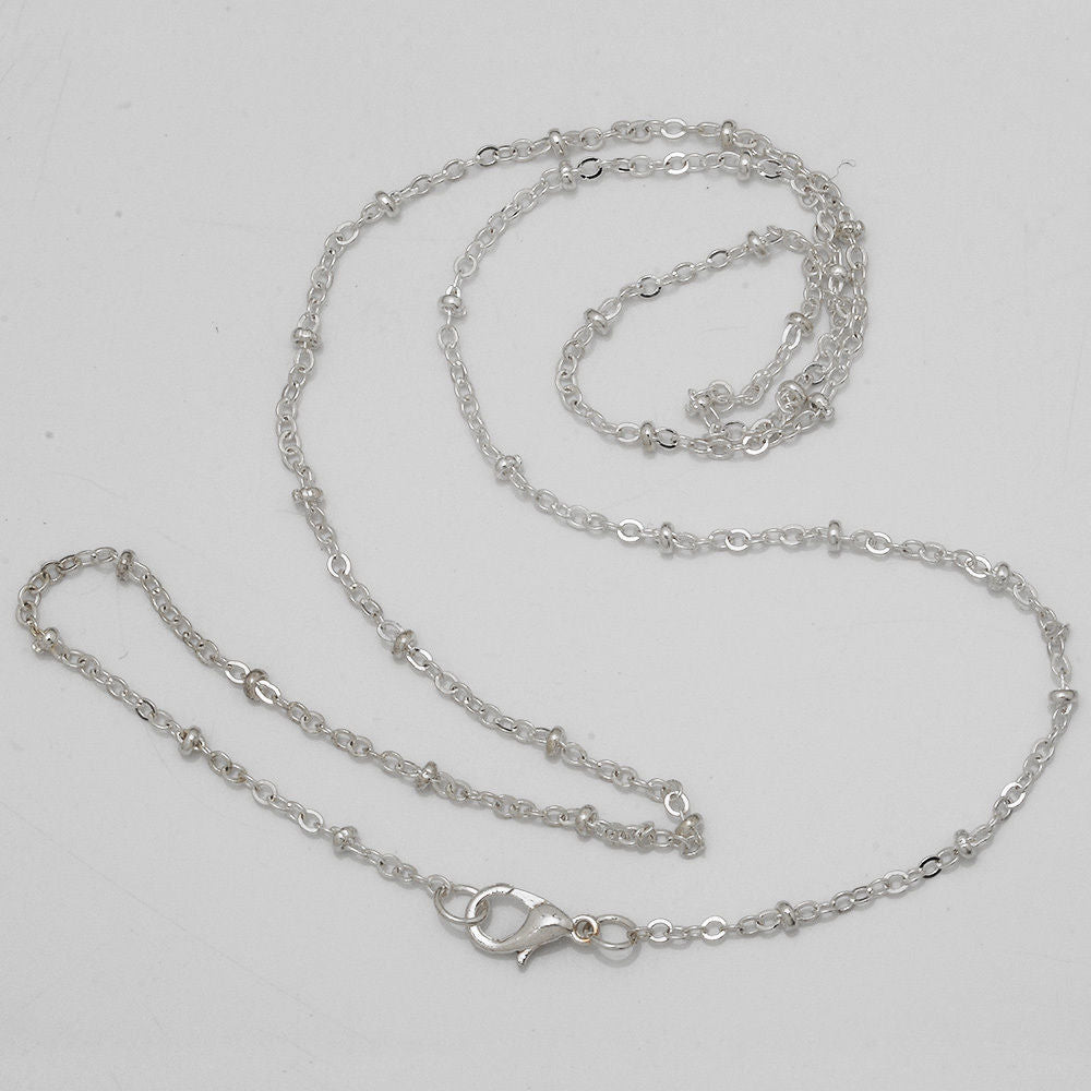 24＂2mm Brass Finish Chain Completed Chain with Lobster Clasp Wholesale chain Silver plated 20Pcs