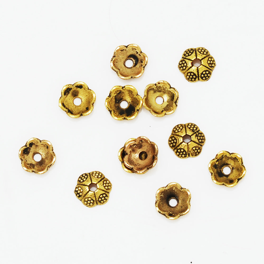 6 mm Antique Gold Flower Bead Caps,Diy Charm Beads Cap,Bulk caps,Thickness 2 mm,sold 100pcs/lot