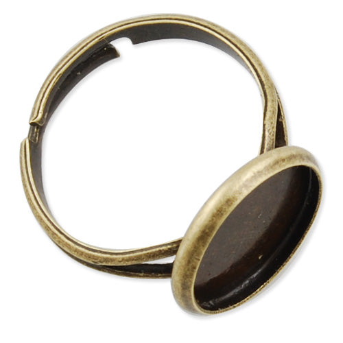 12MM Round Adjustable Shallow bottom Antique Bronze plated Ring Base Setting Pendants With 12 MM round Pad,Sold 50PCS Per Package