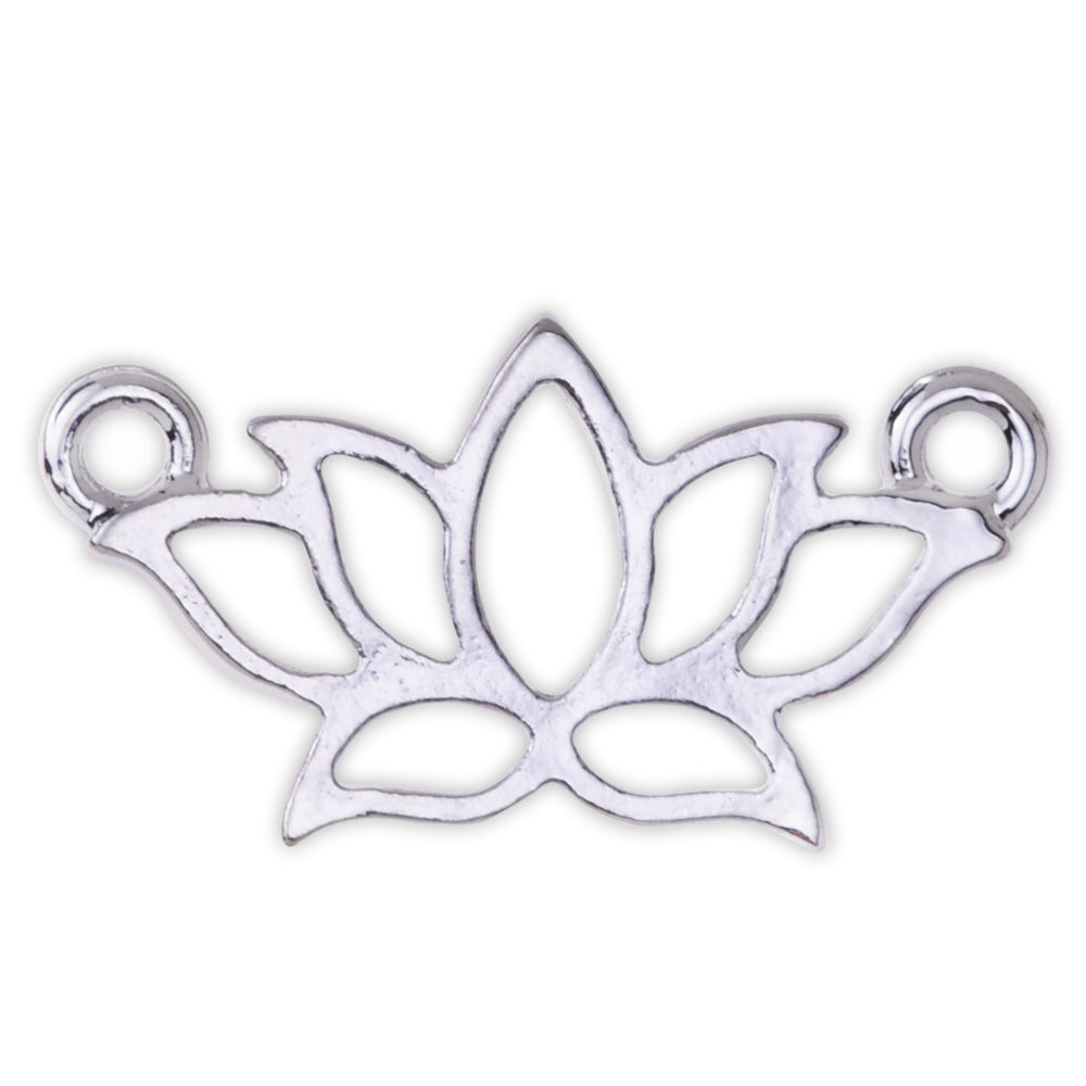 20 Lotus Flower Head Petal Lotus Bead Charms Pendants yoga Necklace Lotus jewelry Silver 27x13mm