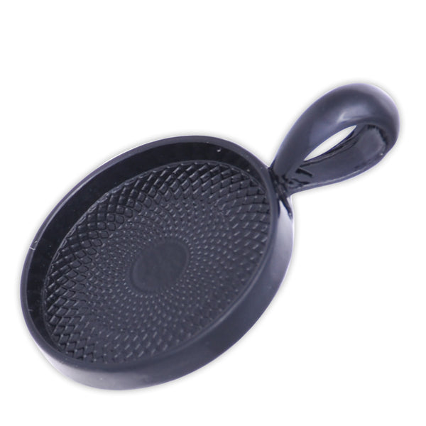 16mm Black Round Cameo Cabochon Bezel  Base Setting Pendants Mini pendant trays 20pcs