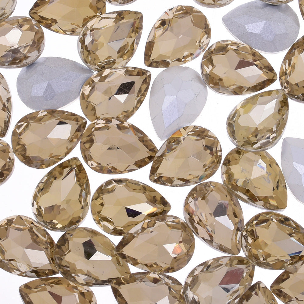 13x18mm Teardrop crystal Pointed Back Rhinestones Glass Crystal dress jewellery making shoes brown 50pcs 10184251
