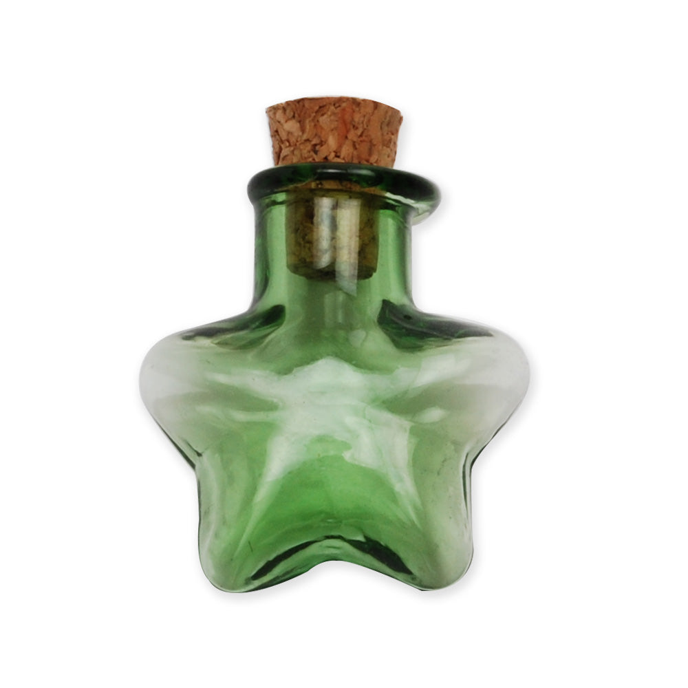 20 * 21mm Pentacle shaped Green wishing bottle,small glass bottles with cork,glass jar,tiny corked bottle,empty glass bottles,10pcs/lots